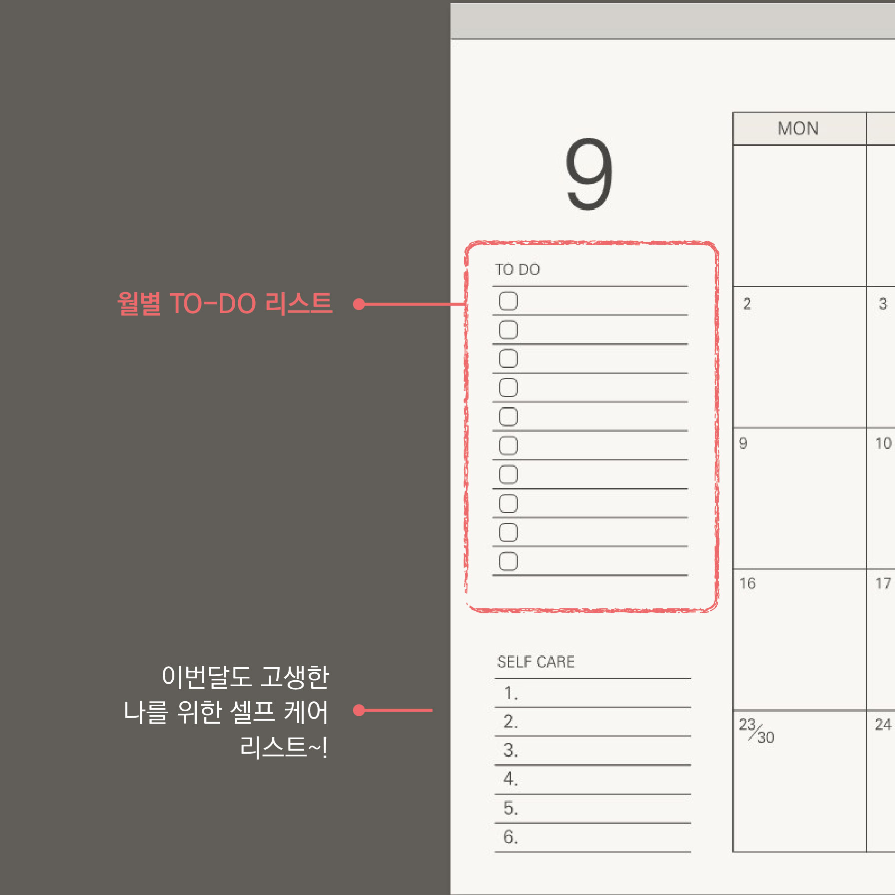 2025굿노트다이어리 todo리스트, 셀프케어리스트