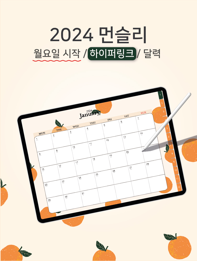 제주감귤 굿노트 먼슬리 다이어리 2024 1